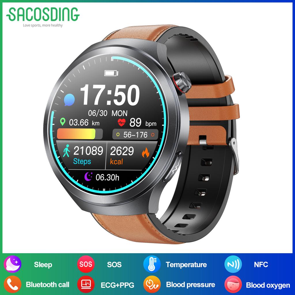 SACOSDING 2025 New AI Diagnosis ECG+PPG Smart Watch Blood Pressure Body Temperature Men Bluetooth Call Health Smartwatch