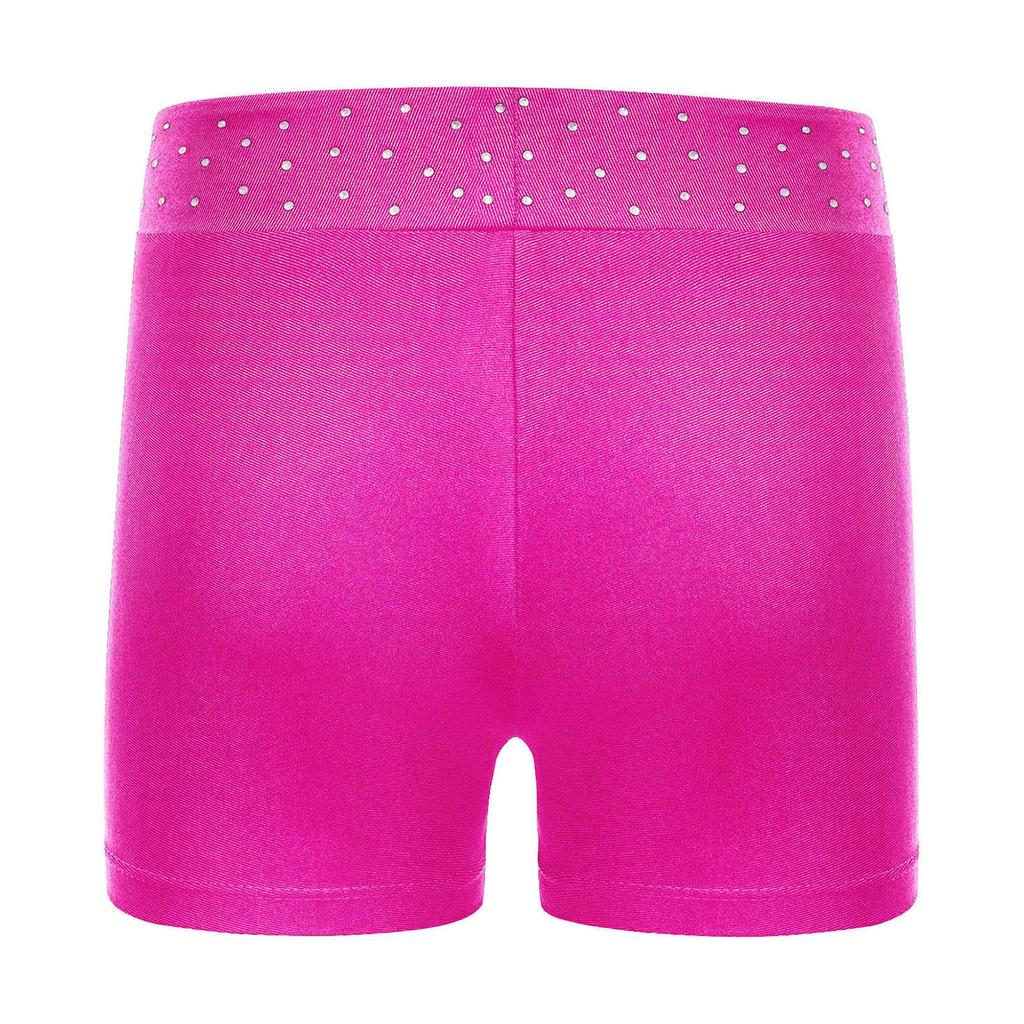 Girls Performance Shorts Sparkling Rhinestones Waistband Figure Skating Dance Gymnastics Bottom