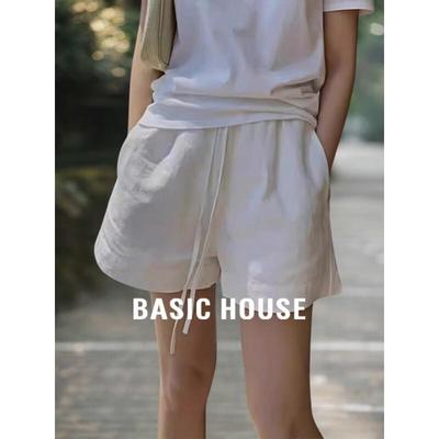 Женские льняные шорты Basic House с широкими штанинами и кулиской