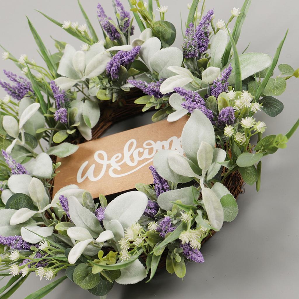 Знак приветствия, венки для входной двери, круглый год, 50 см, летний, весенний, зеленый, эвкалиптовый, венок с ушами ягненка, для декора дома, крыльца, стены