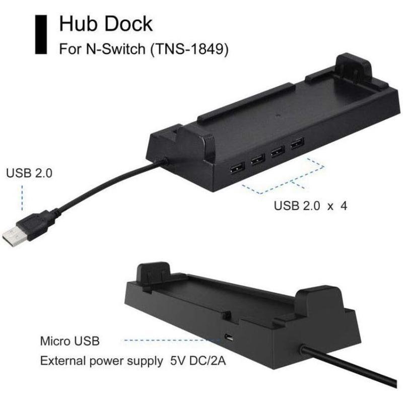 4 USB-портовый концентратор, внешний разветвитель, адаптер расширения, подставка для Nintendo Switch