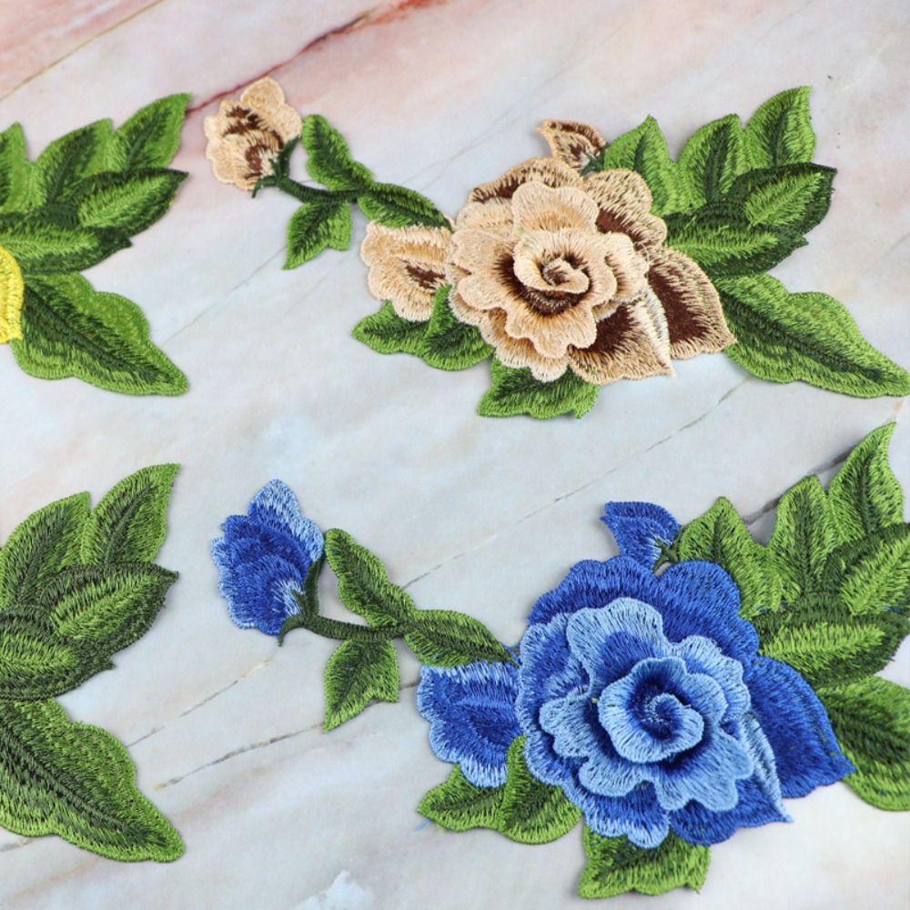 Вышивка из полиэфирного волокна, нашивка-пионы 22*14 см, DIY, ручная работа, пришивная нашивка, аксессуары для одежды, вышивка, заплатка для ремонта джинсов