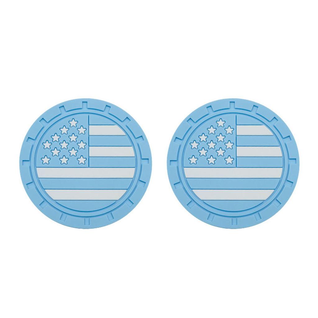 2pcs Silicone Cup Holder Inserts with American Flag Pattern Anti Slip Shockproof Drink Mat 2.75 Inch Car Interior Accessories