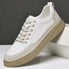 Men's Shoes Autumn First-layer Cowhide White Shoes Trendy British Style Thick-soled Lightweight Sports Shoes Casual Board Shoes Men