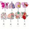 1pc Acrylic Organ Brain Heart Flower Pattern Retractable Badge Reel With Swivel Alligator Clip For Doctor Nurse Gift, ID Card Holder Back To School
