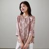 New Chinese style round neck seven quarter sleeved shirt for women in 2026 Spring and Autumn commuting versatile women's shirt
