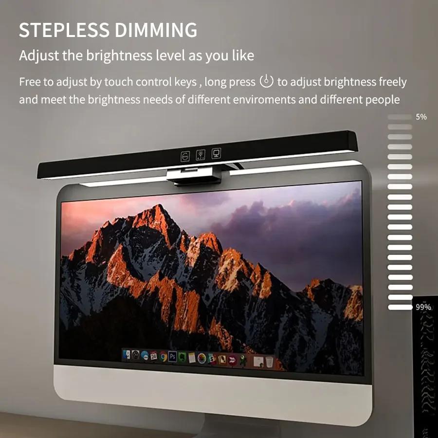 50cm Hanging PC Desk Lamp Computer Screen Display Light Computer Monitor Light Dimmable Timing Eye Protection for Study Work