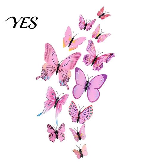 3D Butterfly Wall Decor 12Pcs Decals, Butterflies Stickers, Removable Mural Decor, Decorative Stickers Decals for Home Bedroom Living Room Kids