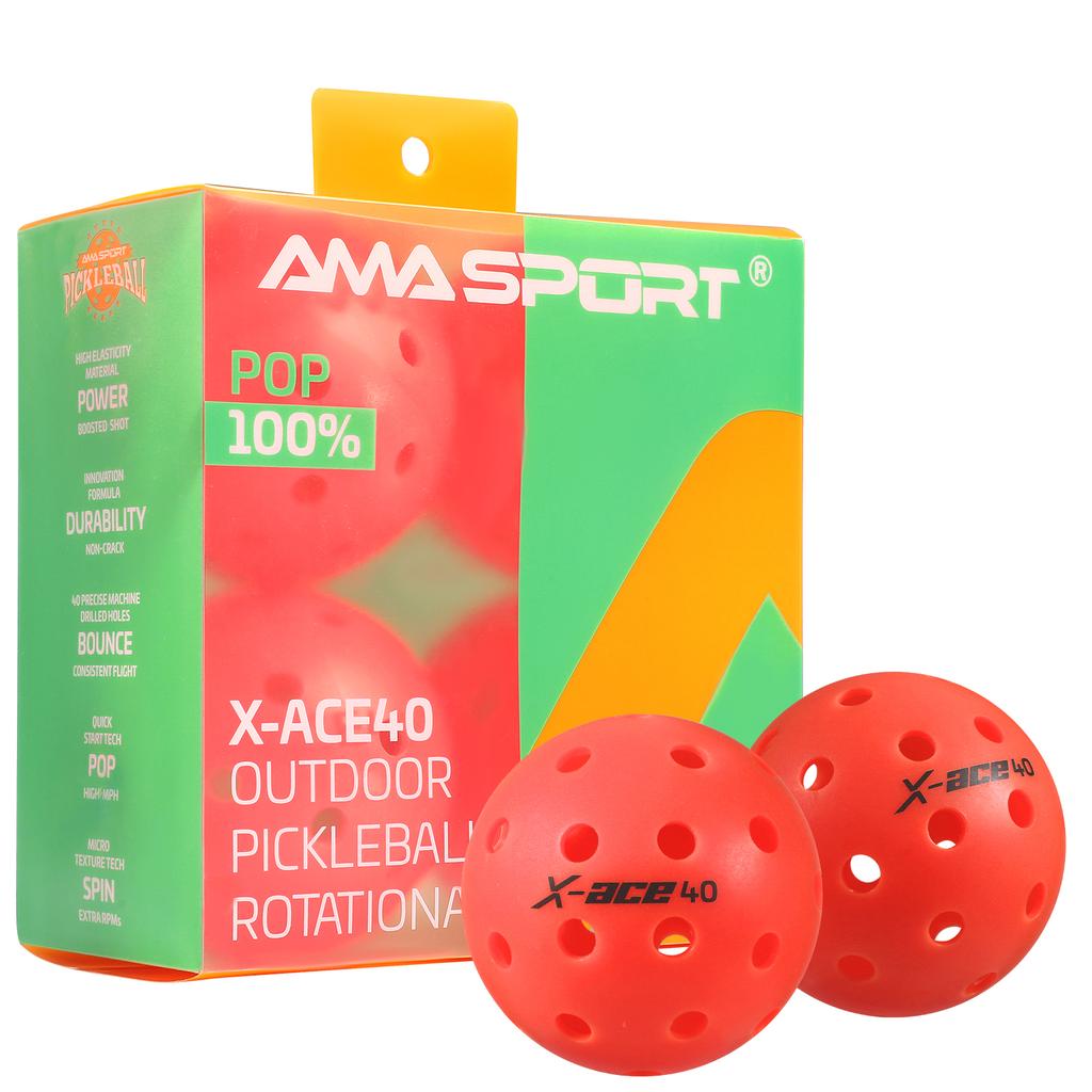 Мячи для пиклбола AMASPORT X-ACE40 Профессиональные Официальные Мячи для Пиклбола с Высоким Отскоком и Высокой Видимостью для Игр на Открытом Воздухе