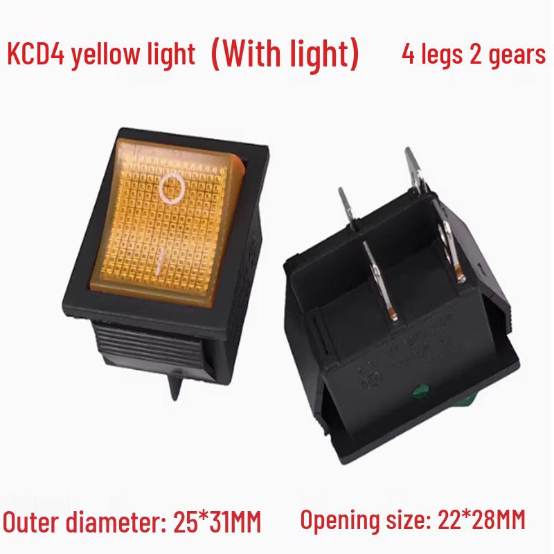 KCD4 Rocker Switch: 16A, 250V, 4/6 Pins, 2/3 Positions, with Lighted Reset Button