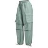 Sportswear Solid Color Comfortable Soft Versatile Lace-Up Cargo Pants Women Bottoms Emerald-Green FV7521-370