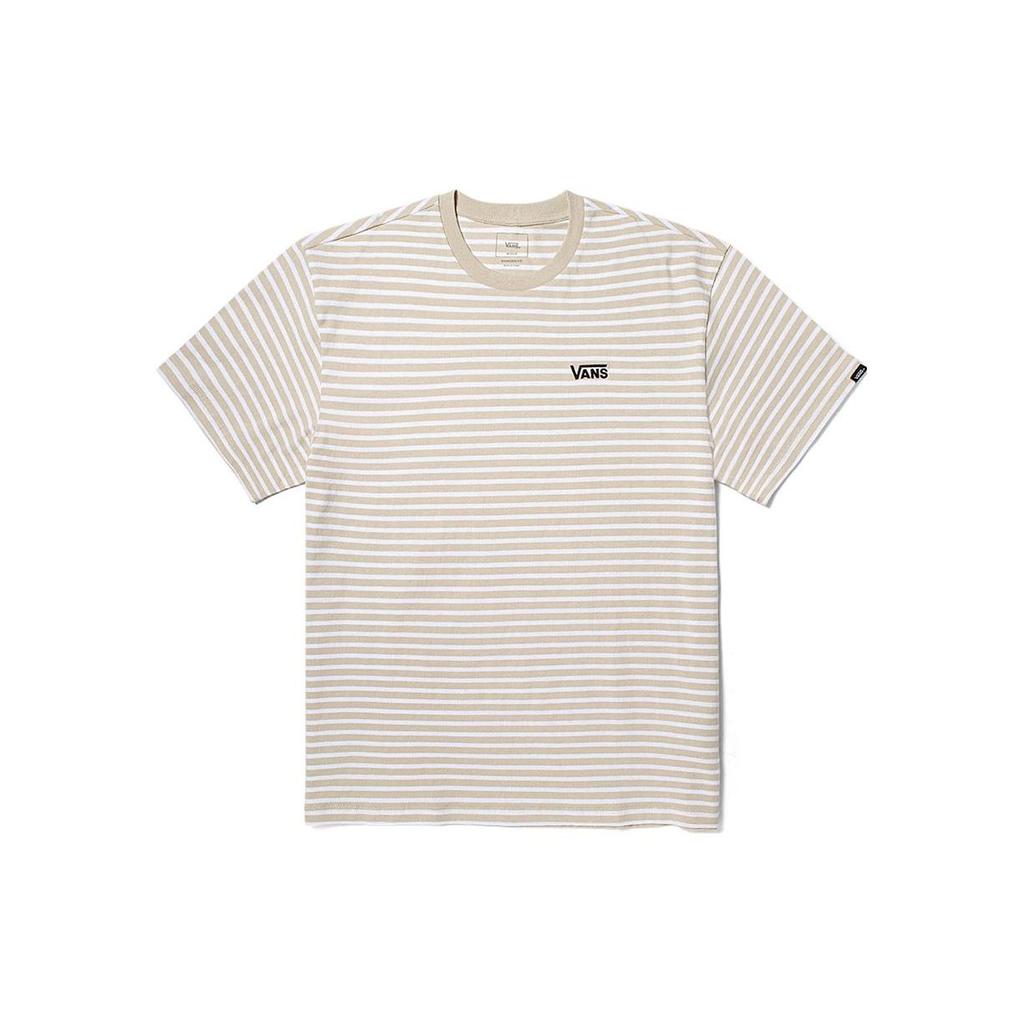 Vans Logo Round Neck Short Sleeve T-Shirt Unisex Tops Oatmeal Striped VN000FR2CGN
