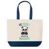 Sac cabas - PLANETEE - Auguste Pas Touche Panda - Bleu - Coton - 40x45 cm