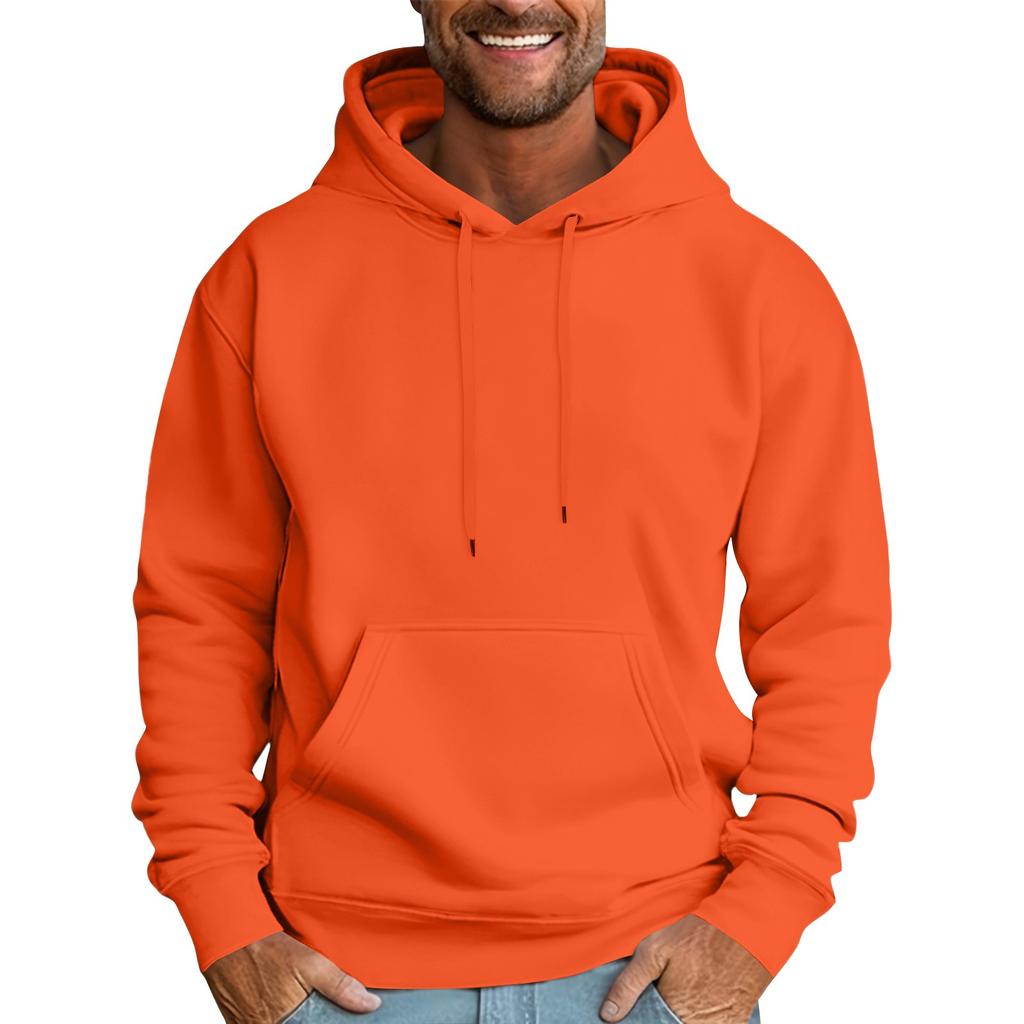 Мужская повседневная толстовка свободного кроя однотонная со шнурком худи с большим карманом спортивная толстовка