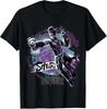XUnisex pattern Unisexs black shortsleeved cotton Tshirt featuring colorful superhero team design