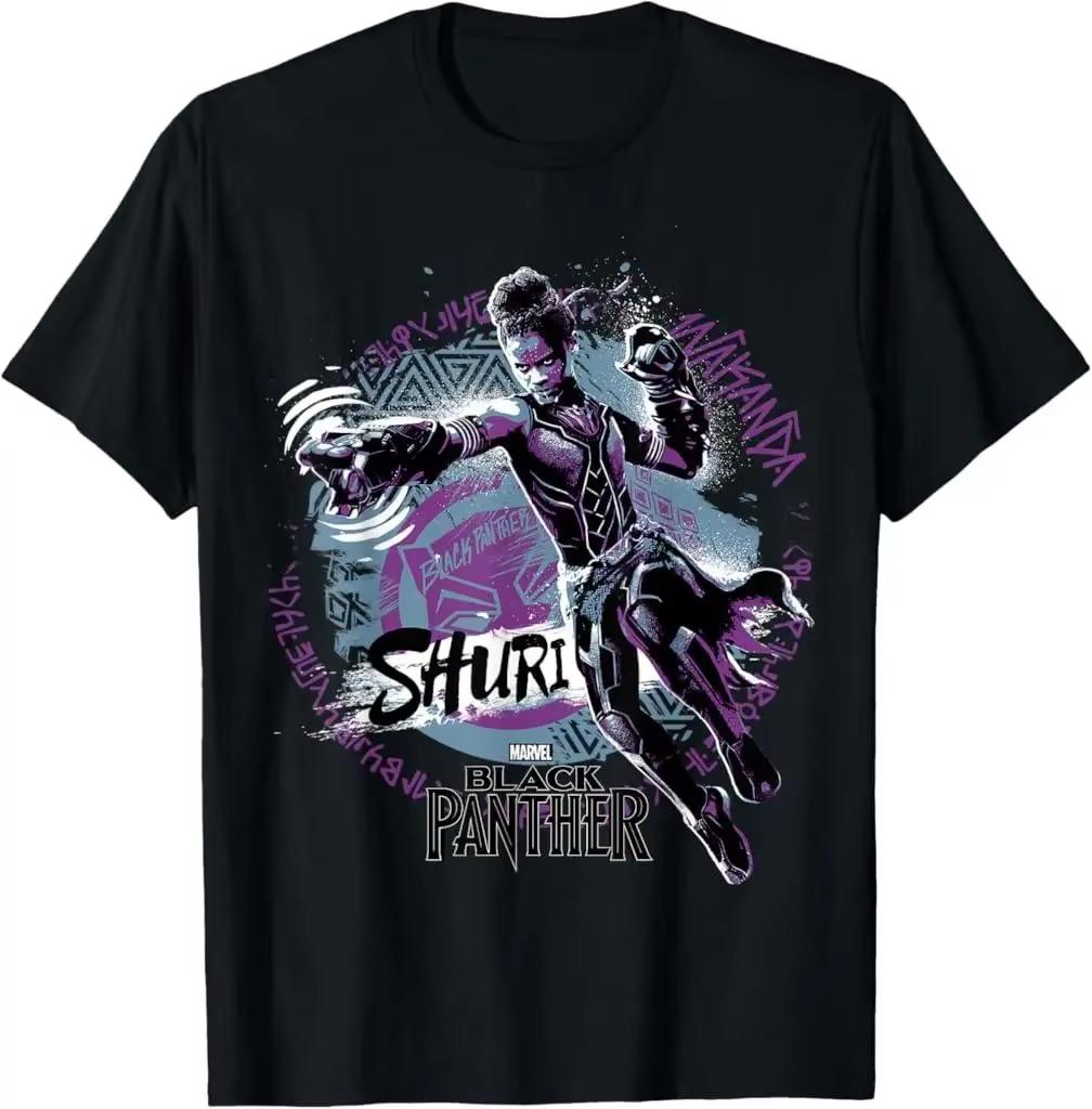 XUnisex pattern Unisexs black shortsleeved cotton Tshirt featuring colorful superhero team design