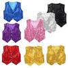 Kids Boys Dance Costume Shining Sequins Vest Jacket Fancy Waistcoat Hip-hop Jazz Stage Performance Dance Clothes
