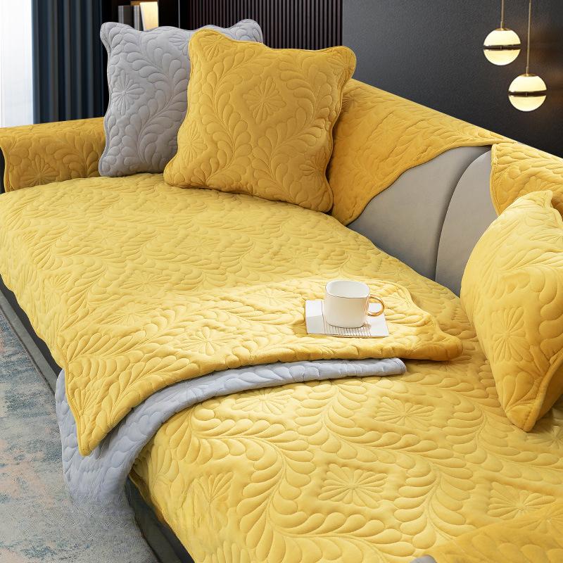 Подушка для дивана, универсальная кожа для всех сезонов, нескользящая, простая утолщенная подушка для сиденья в скандинавском стиле, зимний плюшевый чехол, полотенце на спинке