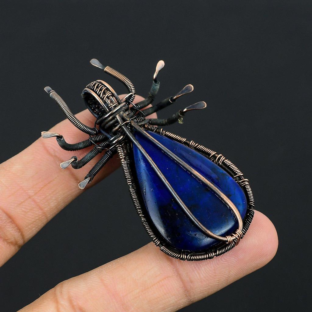 Blue Flash Labradorite Handmade Pendant, Natural Gemstone Jewelry, 999 Copper Wire Wrapped Pendant Jewelry, For Gift