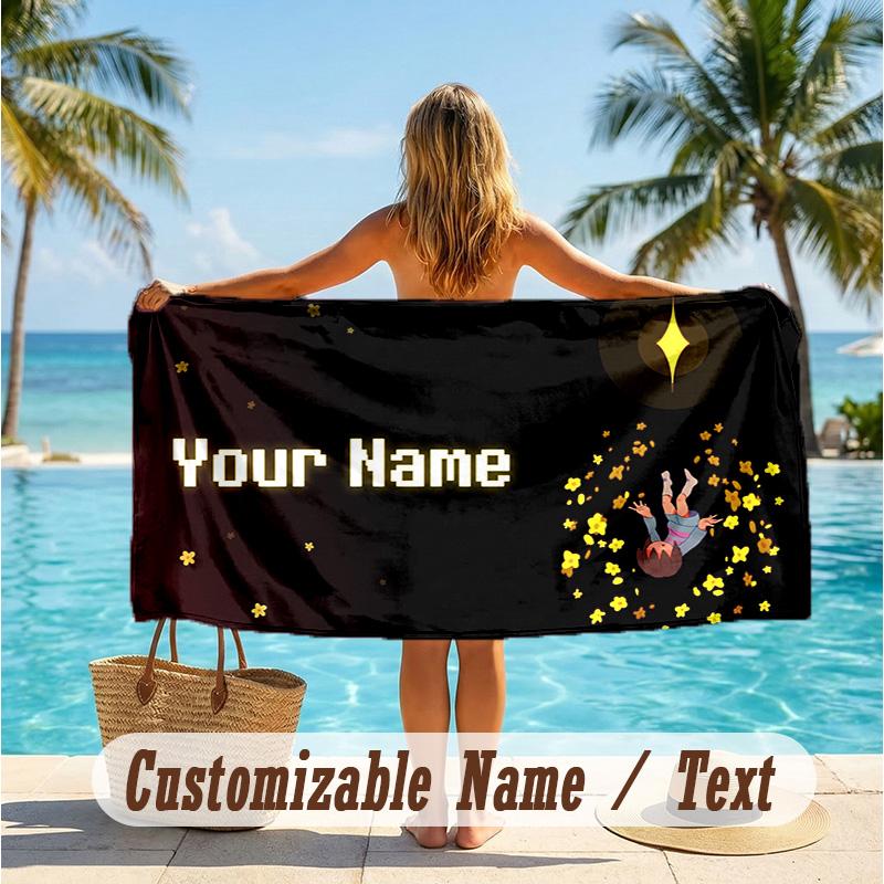 Custom Text Beach Towel, Soft Absorbent Swimming Multi-use TowelUndertale