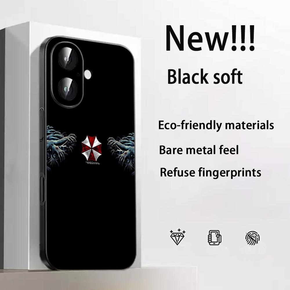 Классический Злой Зонт крутой дизайн узора Чехол для телефона Для iPhone 17 16 15 14 13 12 Plus Mini Pro Max Мягкий черный Ударопрочный чехол