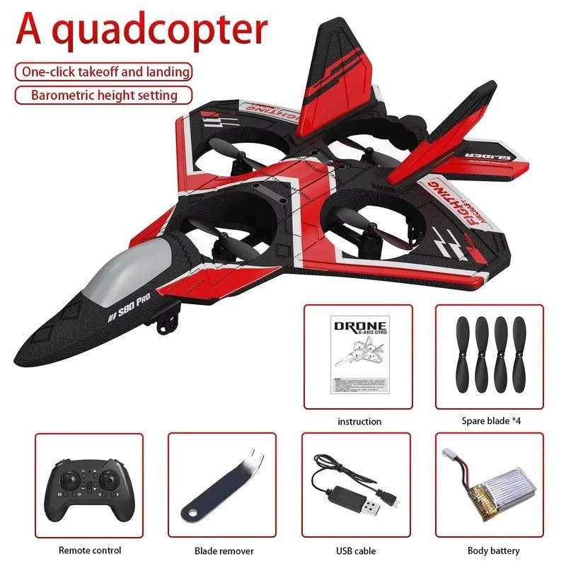 New RC Quadcopter Foam Aircraft with LED Light 2.4G Radio Control Glider Remote Control Fighter Boy Toy Children Gift Fall Resistant with Light