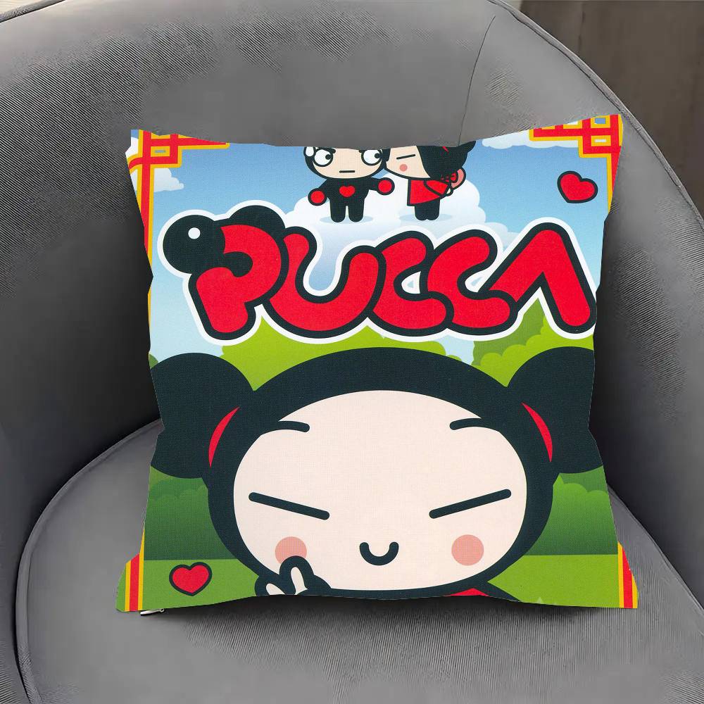 PPucca Cute Cartoon Pillow Case Fashion Square Pillowcase Bedroom Sofa Room Ins Decoration Leisure