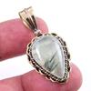 Natural Prehnite Gemstone 925 Solid Sterling Silver Two Tone Pendant 1.50'' P2y17
