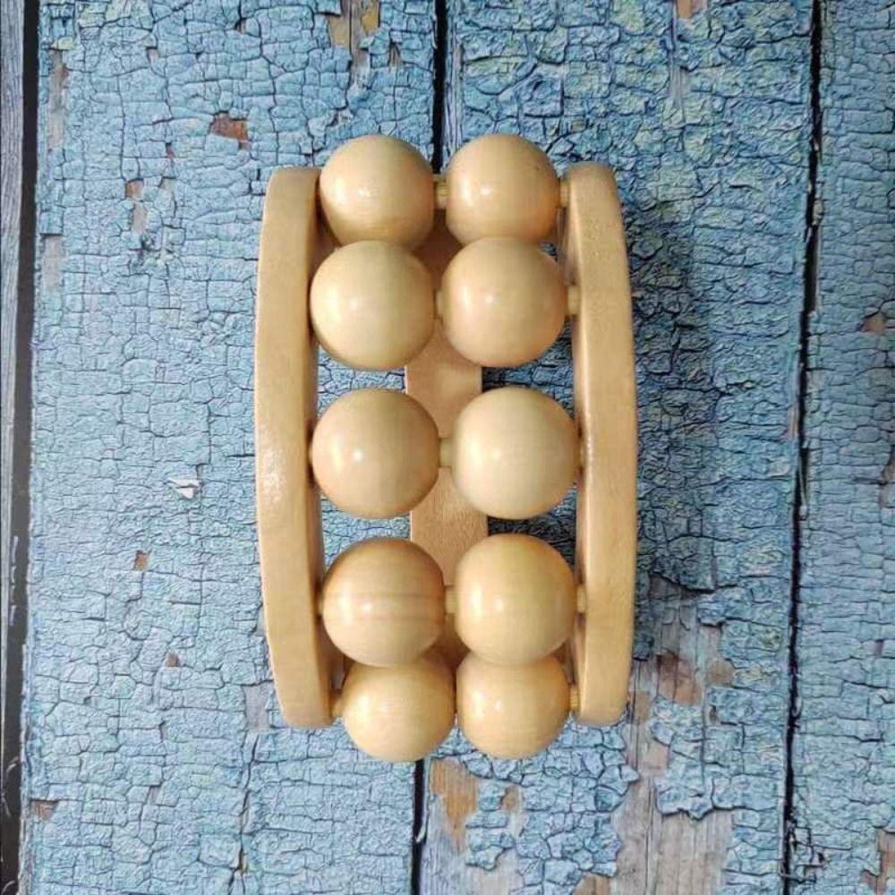 Массажный ролик из натурального дерева, деревянный ручной инструмент, ролик-массажер для мышц, эргономичный, 10 шариков, лимфодренажный ролик