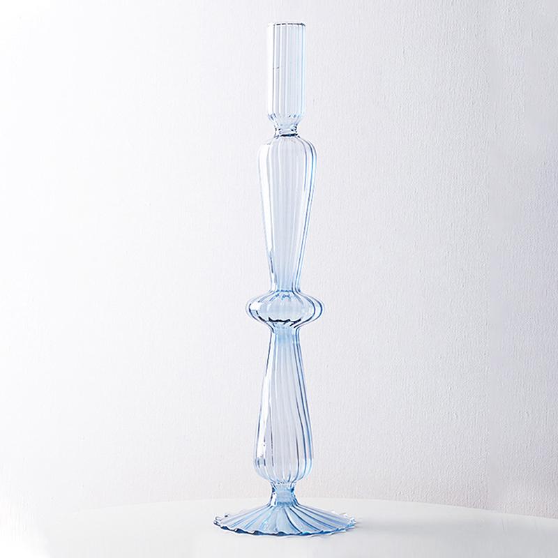 Полосатый многокольцевой подсвечник, водная стеклянная ваза, красочный прозрачный подсвечник