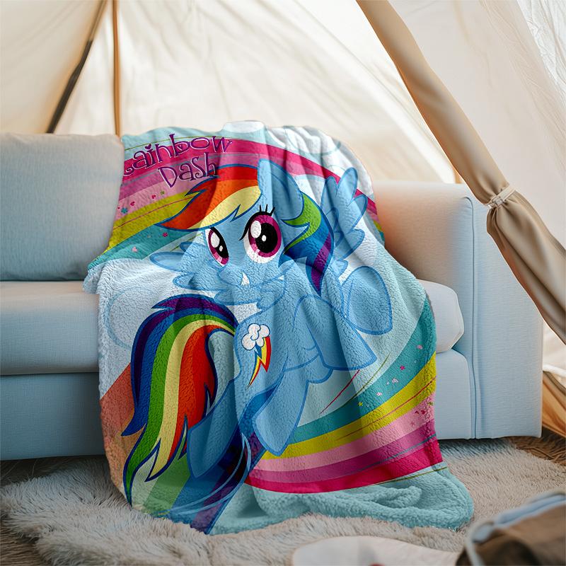 1pc My Little Pony7 Theme Blanket - Digital Print, Polyester, Cozy for All Seasons, Perfect for Outdoor, Camping, and Travel