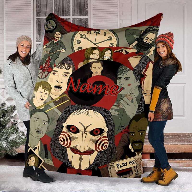 Personalized Custom Name Blanket - Billy the Puppet Print Design,Blanket for Sofa,Bed,Travel,Camping - Soft and Warm, Great Gift