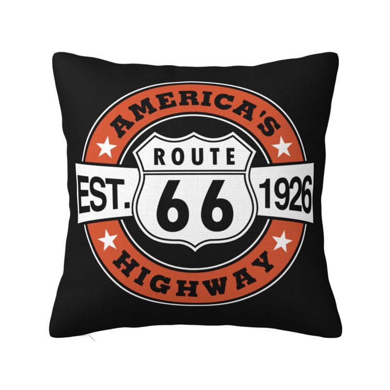 Modern Vintage America Road Route 66 Cushion Cover Soft Throw Pillow Case Decoration