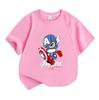 Kids Boys Girls 100% Cotton Crew Neck Short Sleeve T-Shirt, Cute Cartoon Superhero Printed Casual Breathable Summer Tops for Children Daily Wear