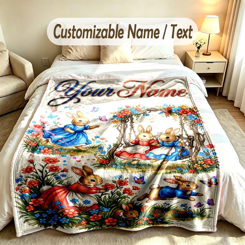 Forest Nature Theme Custom Blanket Personalized Name & Text Customized Soft Warm Throw Blanket Home Decor