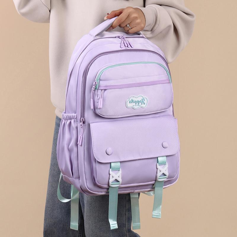 Children's Schoolbag Solid Color Women's Large Capacity Backpack Water-Repellent Backpack Student Backpack