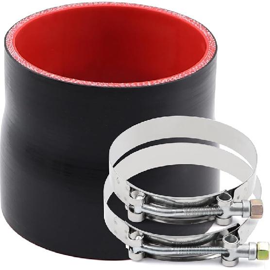 Прямой черный силиконовый редукционный соединитель от 3 до 4 дюймов с 2 Т-образными хомутами 4 слоя полиэстеровой арматуры Подходит для патрубка турбонаддува высокого уровня