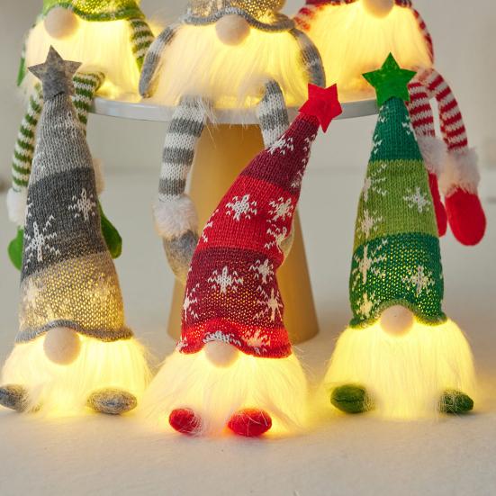Светящееся Рождественское украшение Гном Мини Рождественская плюшевая фигурка гнома Светящаяся шведская кукла Томте для зимнего настольного декора