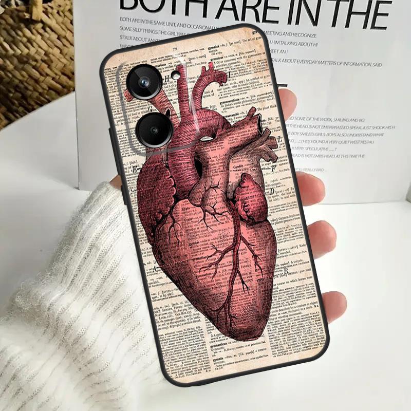 Anatomical Heart Anatomy Case For Realme C67 C55 C53 C51 C35 C33 C31 C30 C25s C21Y GT Neo 5 GT5 9 10 11 12 Pro Plus