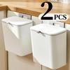 2PCS 9L Wall Mounted Trash Can Household Waste Bin Hanging Bathroom Trash Can with Lid Food Garbage Bin Kitchen Accessories