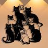 A Group Of Cats Minimalist Metal On Wall Art - Modern Home Decor For Bedroom, Living Room, Or Bathroom.