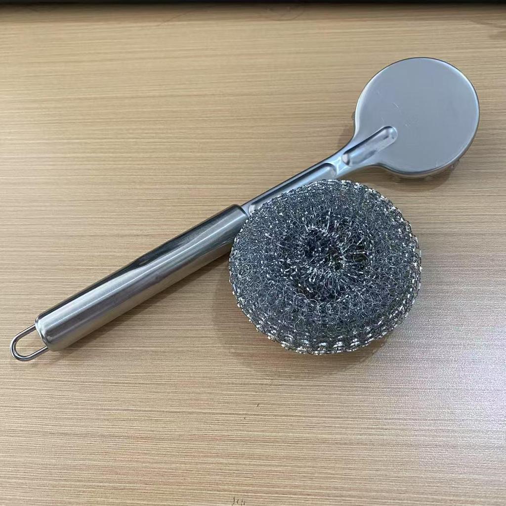 Щетка для мытья посуды из нержавеющей стали с ручкой - Прочный инструмент для мытья посуды для кухни и столовой