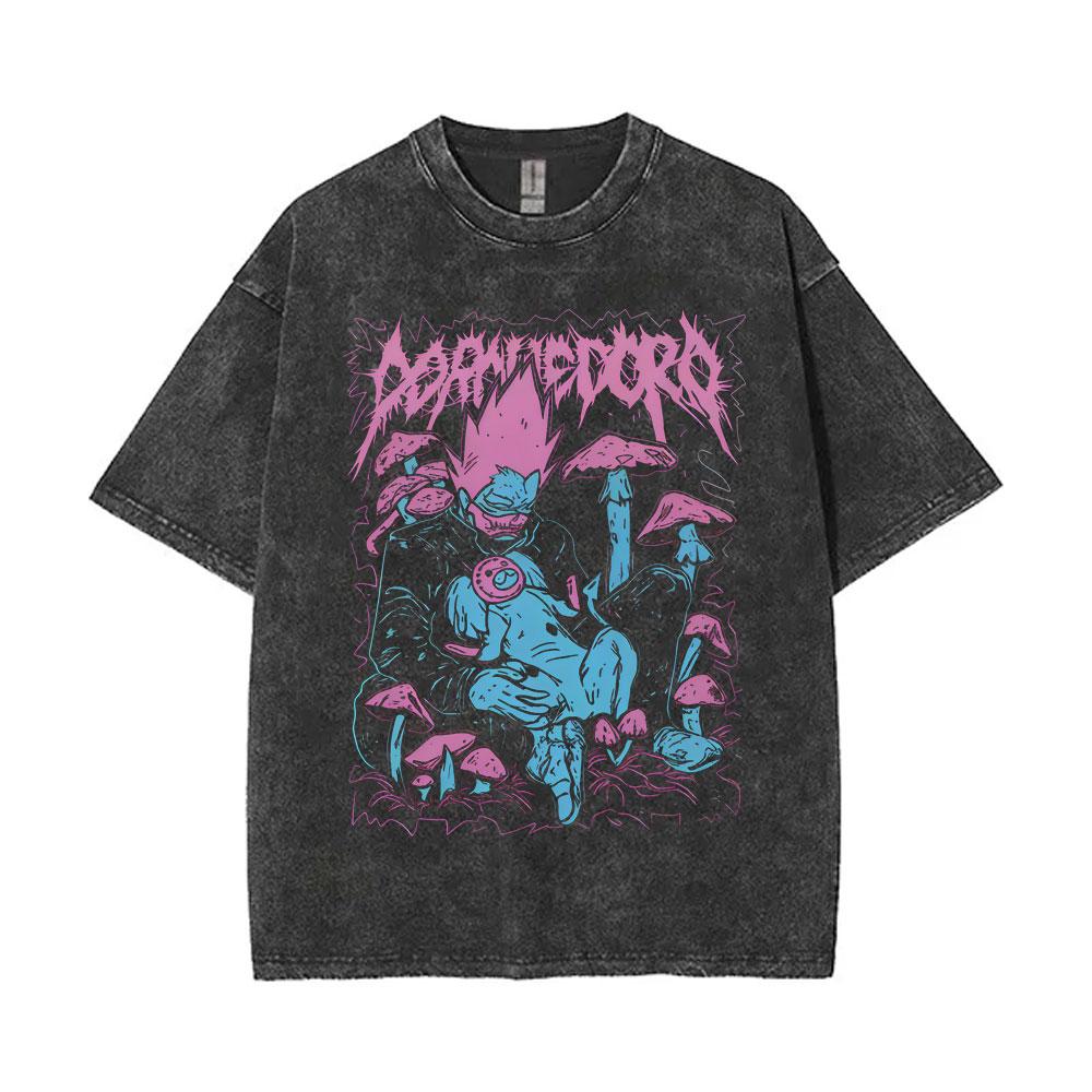 Washed Vintage Anime Dorohedoro Ebisu Noi Nikaido Kaiman Graphic T Shirt Men Casual Cotton Tshirt Male Gothic Horror Streetwear