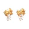 Elegant Vintage Butterfly Pearl Tassel Earrings, Sparkling Zircon Studs