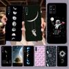 Black with White Moon Stars Space Astronaut Cover For Samsung A13 A53 A11 A12 A32 A22 A52 A41 A42 A33 A20E A30S A40 A21S Cases