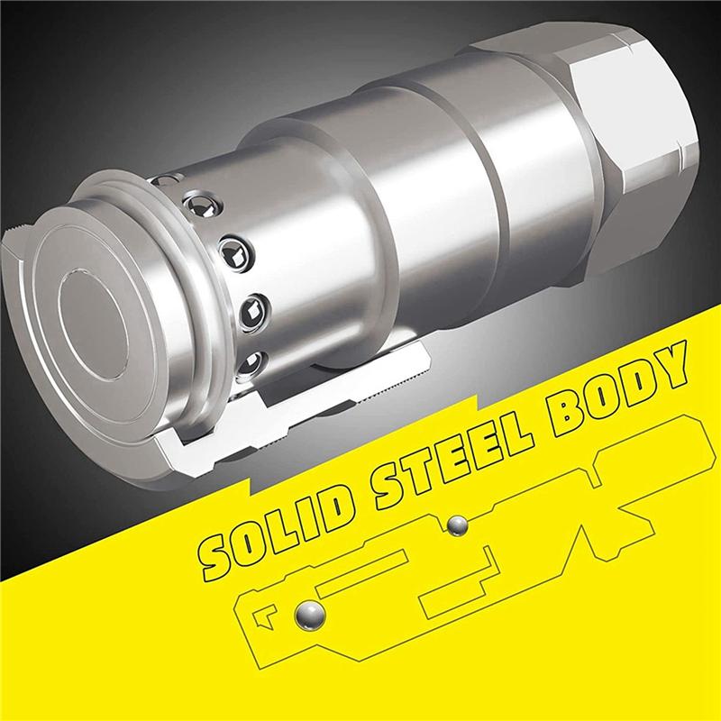 A96I-1/2Inch NPT Hydraulic Coupler Skid Steer Bobcat Flat Face Quick Connect Couplings With 4PCS Dust Cap