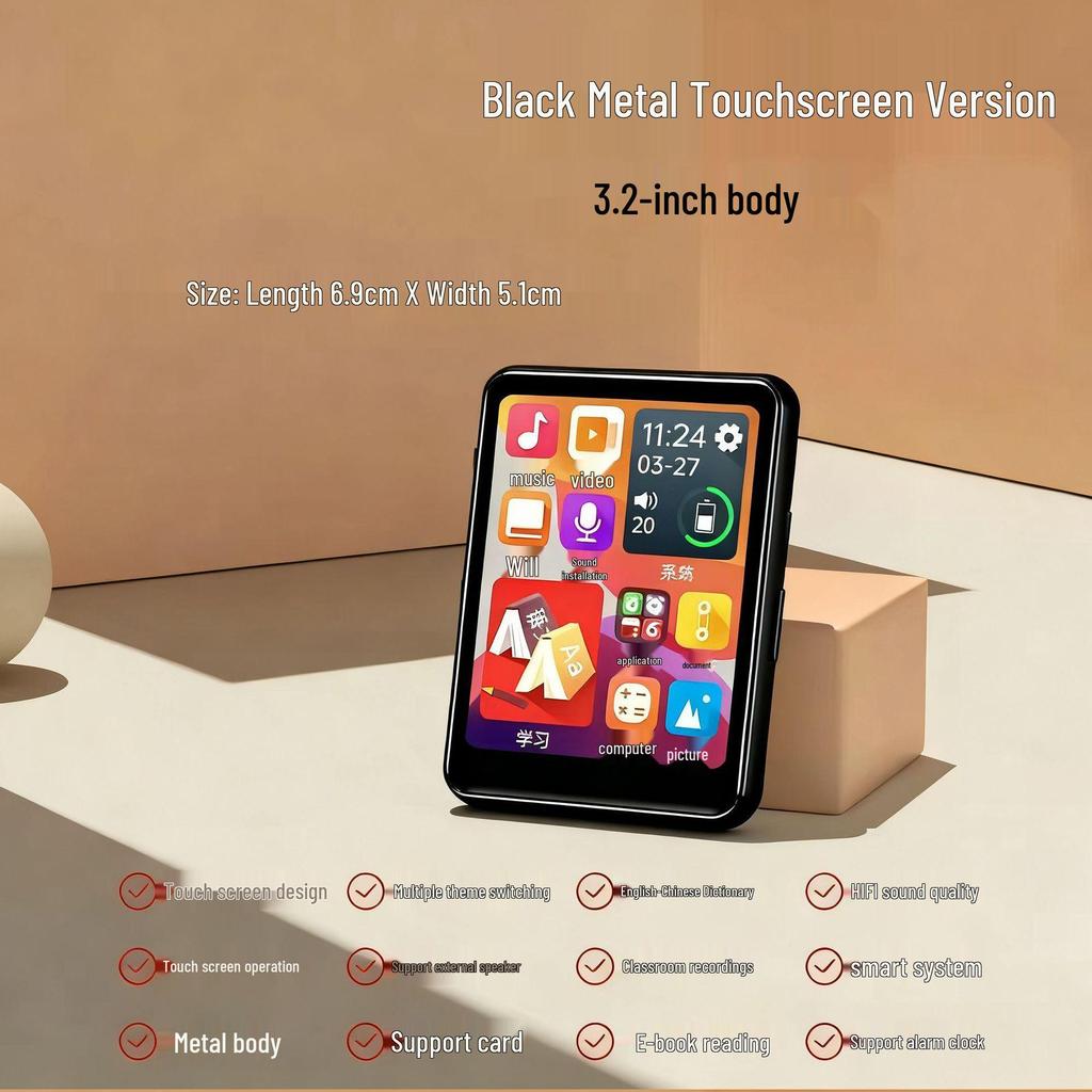 Portable Touchscreen Music & E-Book Player with Bluetooth Connectivity