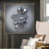 Abstract 3D Love Heart Grey Art Painting On Canvas Metal Figure Statue Art Posters and Prints Wall Pictures for Living Room Home Decor
