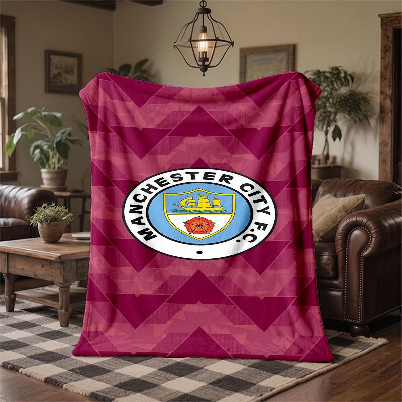Manchester City Print Flannel Blanket Soft Warm Sofa Bed Throw Blanket For Home Office Bedroom