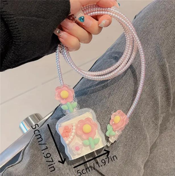 Новая защита зарядки, защита USB-кабеля для передачи данных, защитная крышка для зарядного блока, сборка с розовой кошачьей лапкой, подходит для зарядного устройства iPhone 18/20 Вт